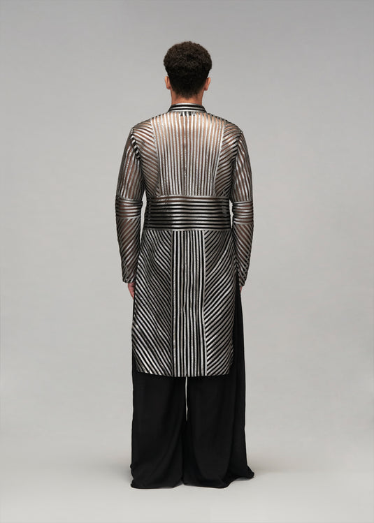 Starlight panelled metallic strip work kurta