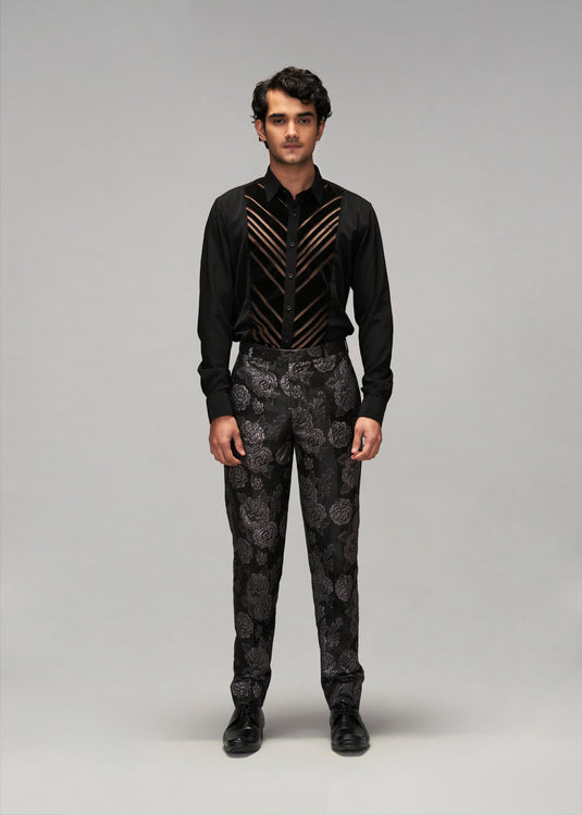 Starlight velvet strip work shirt