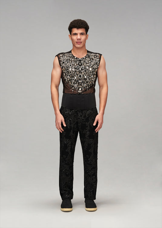 Starlight zircon embellished top