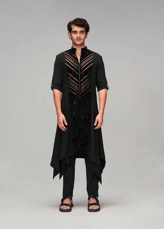 Starlight velvet strip work kurta