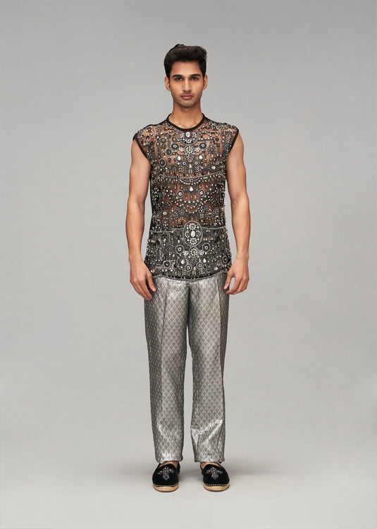 Starlight mixed media embellished top