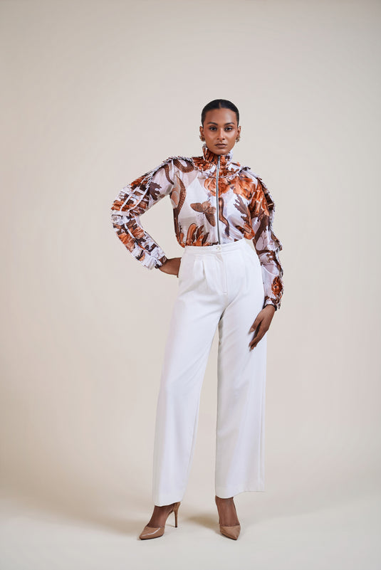 Garden of Eden ivory snake frill shirt