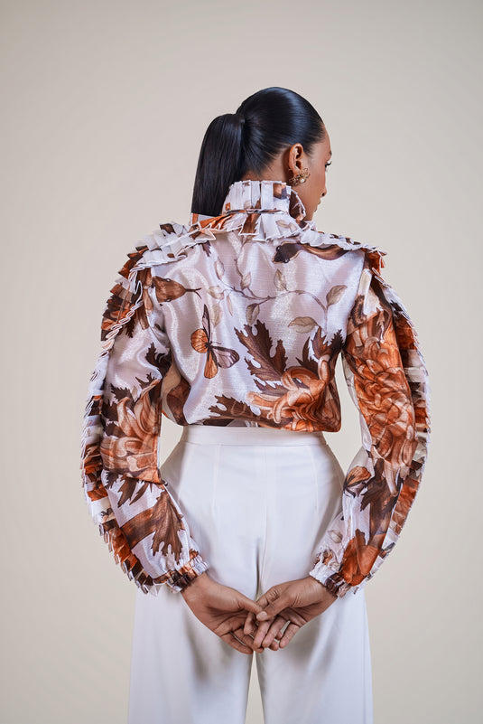 Garden of Eden ivory snake frill shirt