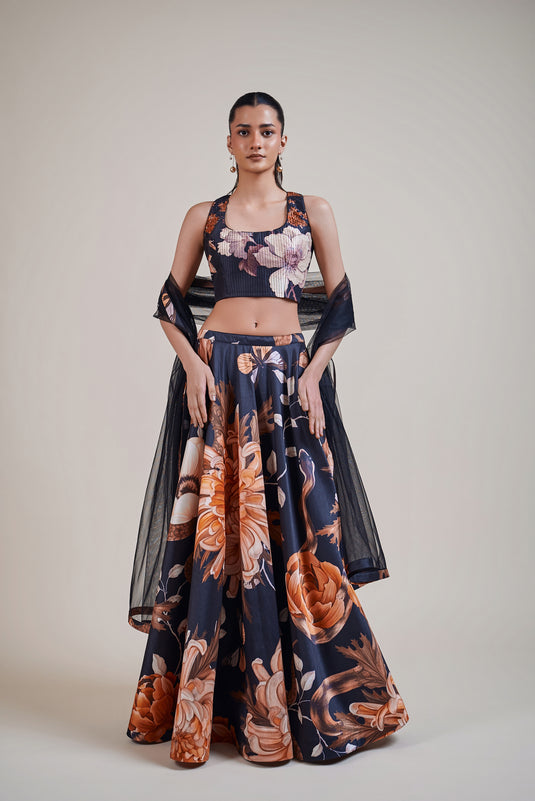 Garden of Eden black snake lehenga