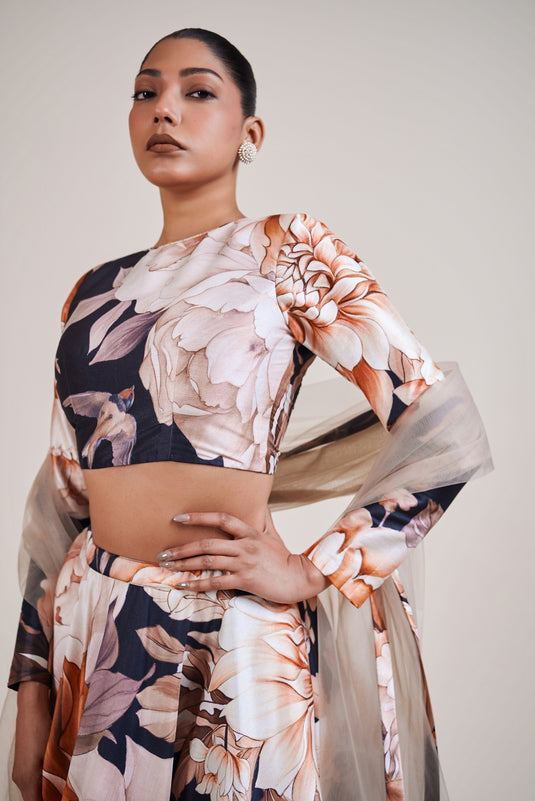 Garden of Eden black moth lehenga