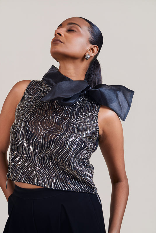 Fuss it black gunmetal dripping top
