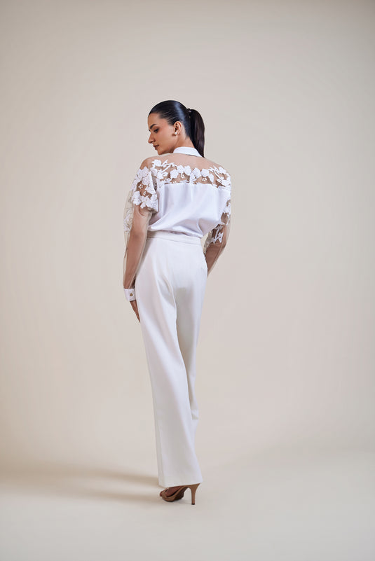 Checkmate white applique shirt