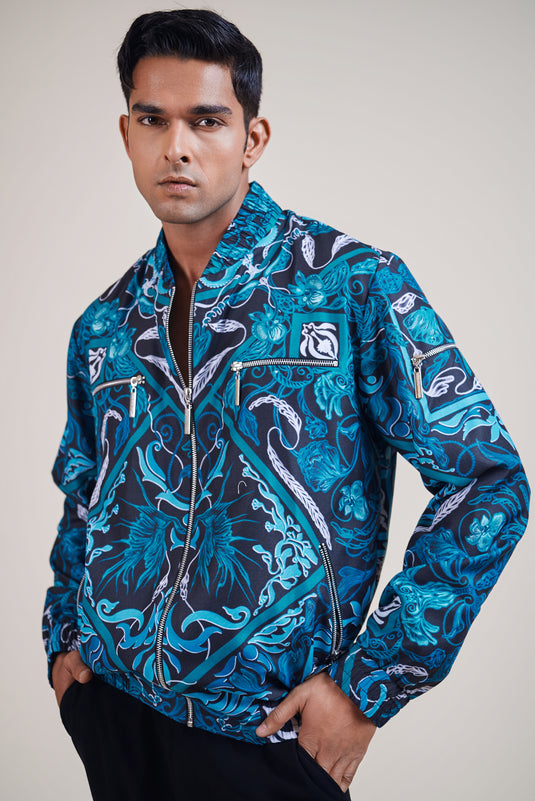 Sometsuke black-turquoise plant bomber