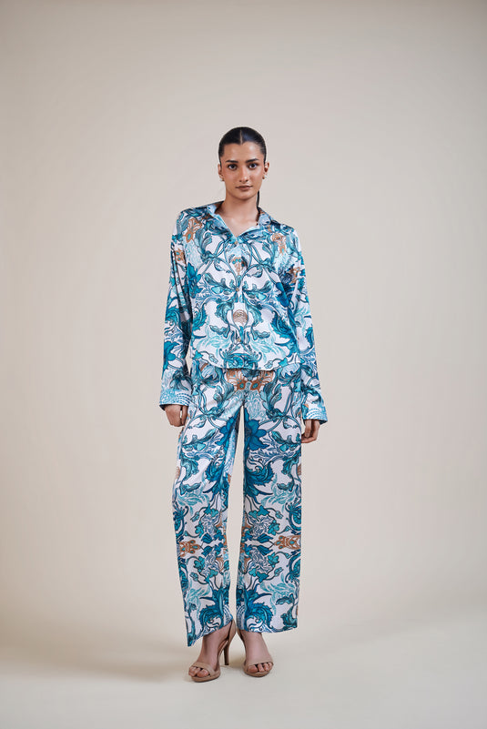 Sometsuke white-turquoise jewel co-ord
