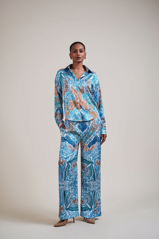 Sometsuke white-emerald bird co-ord