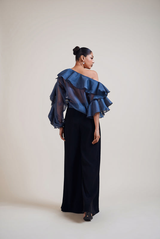 Night periwinkle organza frill top