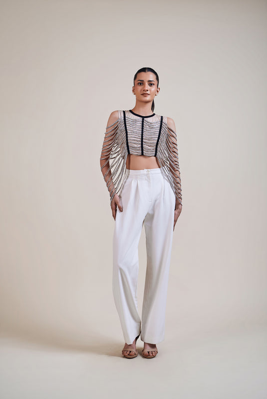 Checkmate silver crystal rope top