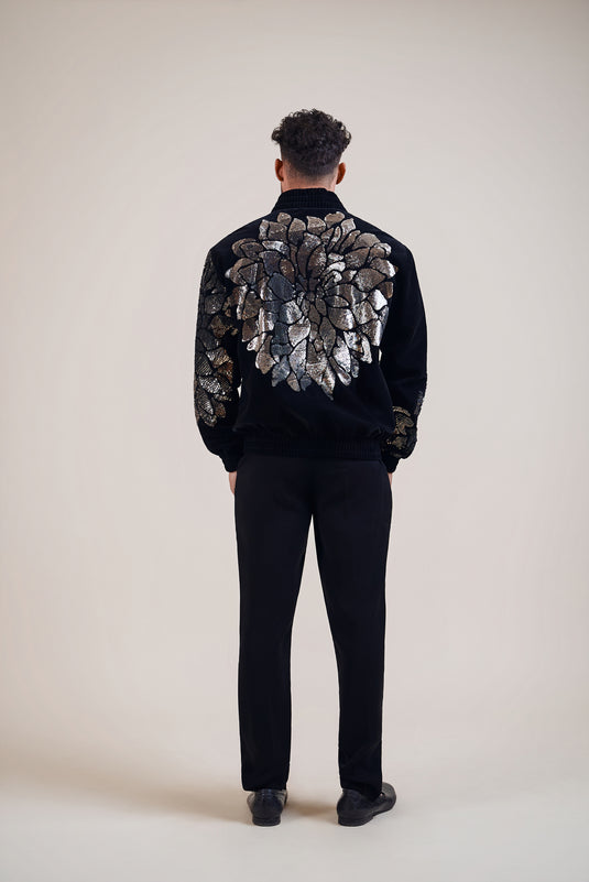 Nightstalker black-gunmetal floral bomber
