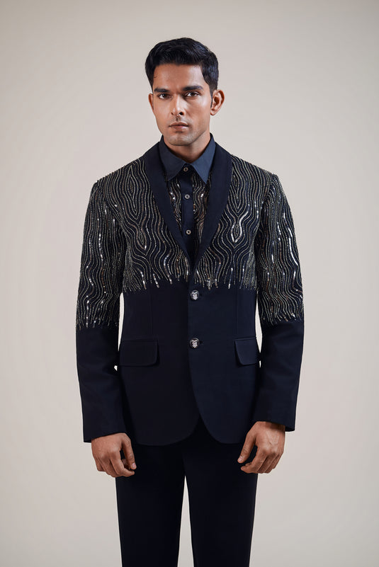 Fuss it black-gunmetal dripping suit
