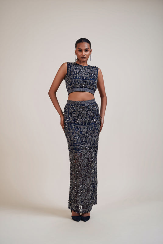 Caligula’s Feast navy rhinestone skirt