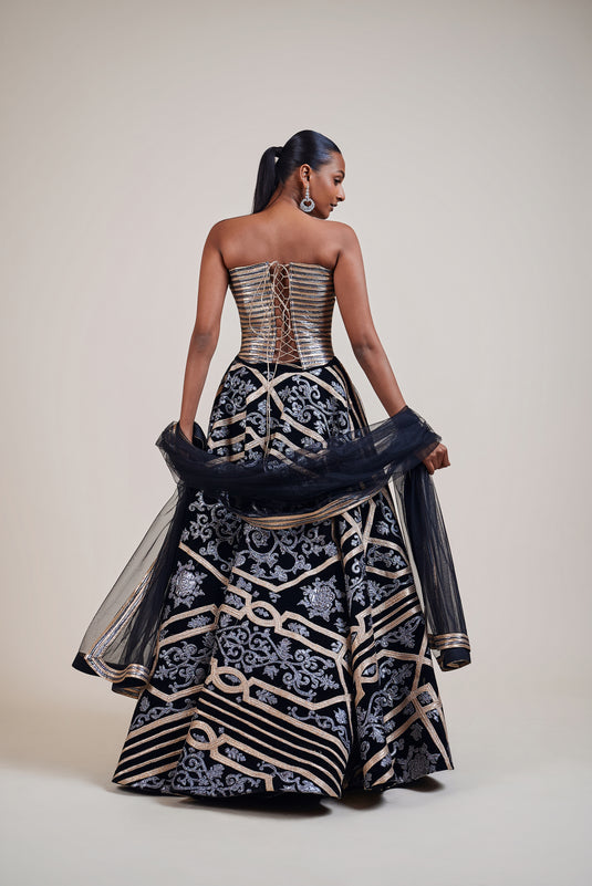 Cult metallic byzantine lehenga