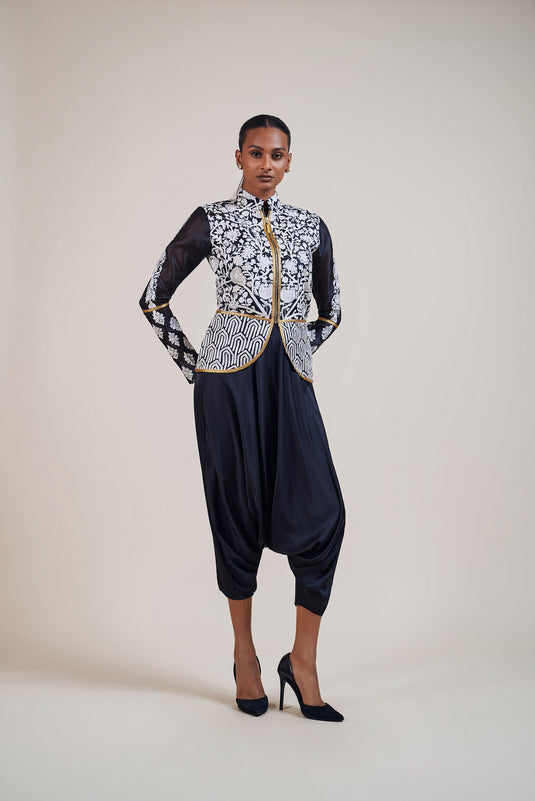 Nightstalker black-ivory thread work jacket