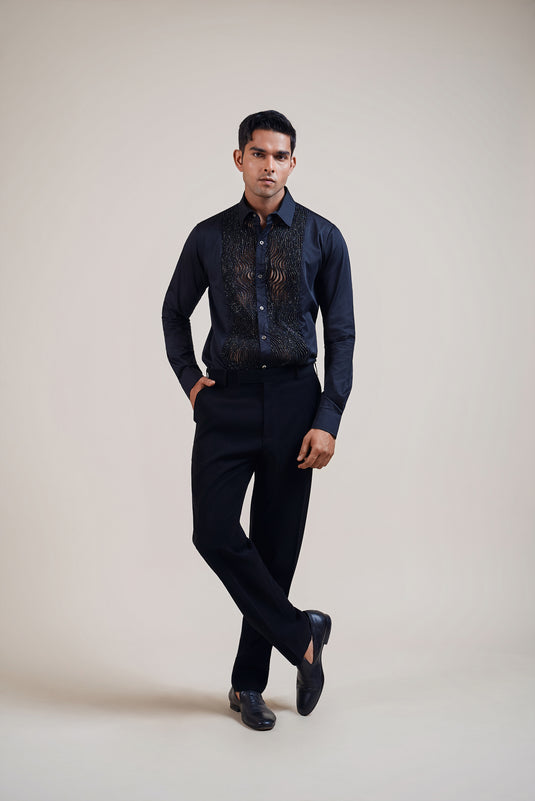 Checkmate black crystal rope shirt