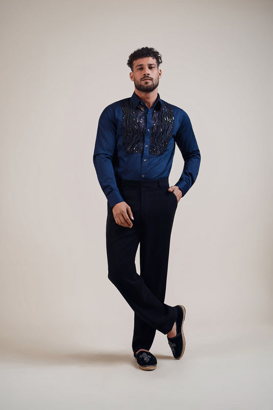 Garden of Eden navy-black dripping shirt