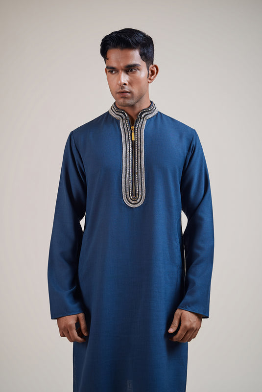 Festive navy crystal rope kurta