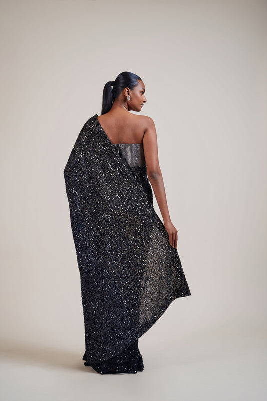 Husn black-gunmetal ombre saree