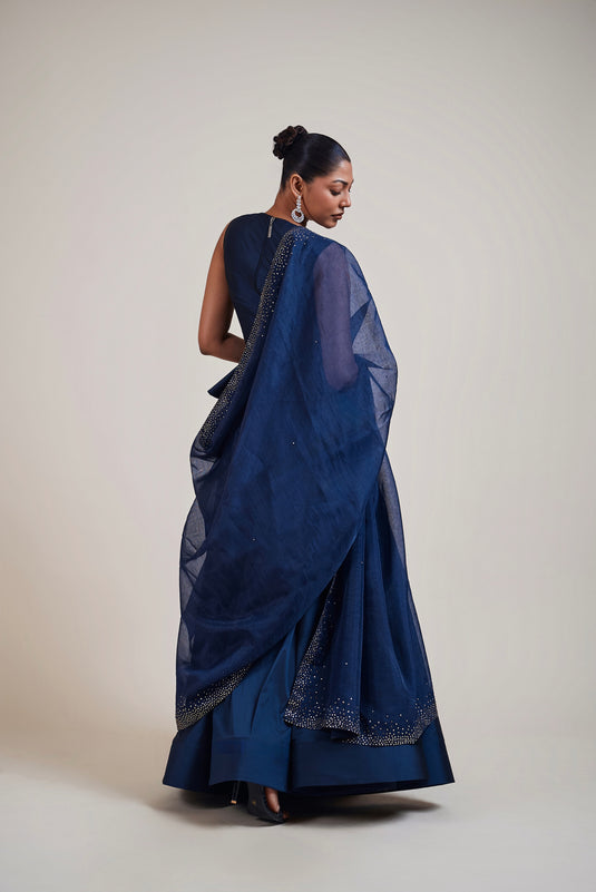Shan shui navy peplum lehenga