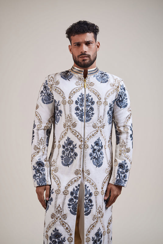 Husn ivory zari sherwani