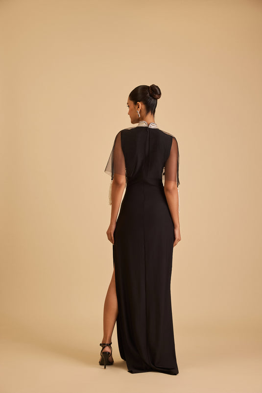Miraas necklace cape gown