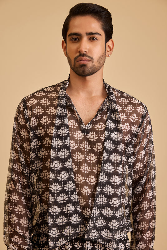 Miraas lotus print peasant top