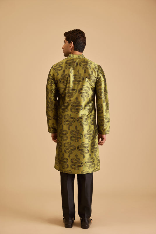 Miraas green snake print kurta