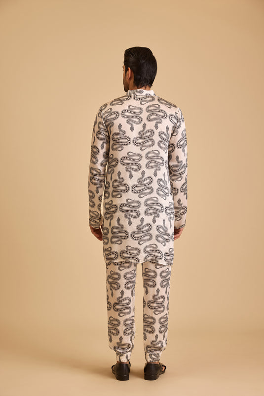 Miraas ivory snake print kurta