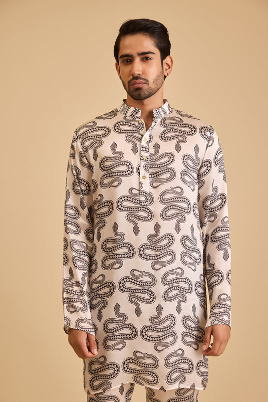 Miraas ivory snake print kurta