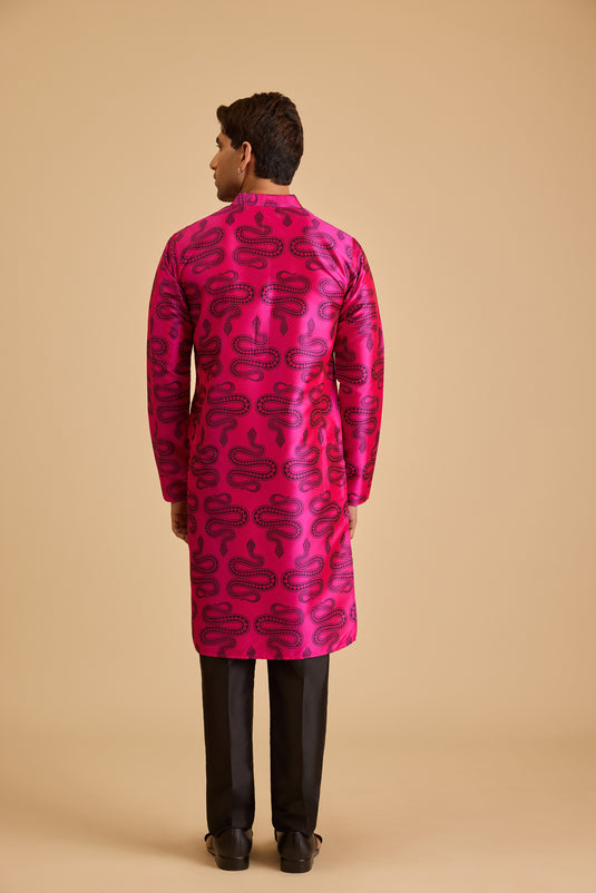 Miraas fuchsia snake print kurta