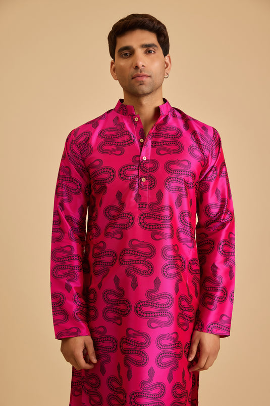 Miraas fuchsia snake print kurta