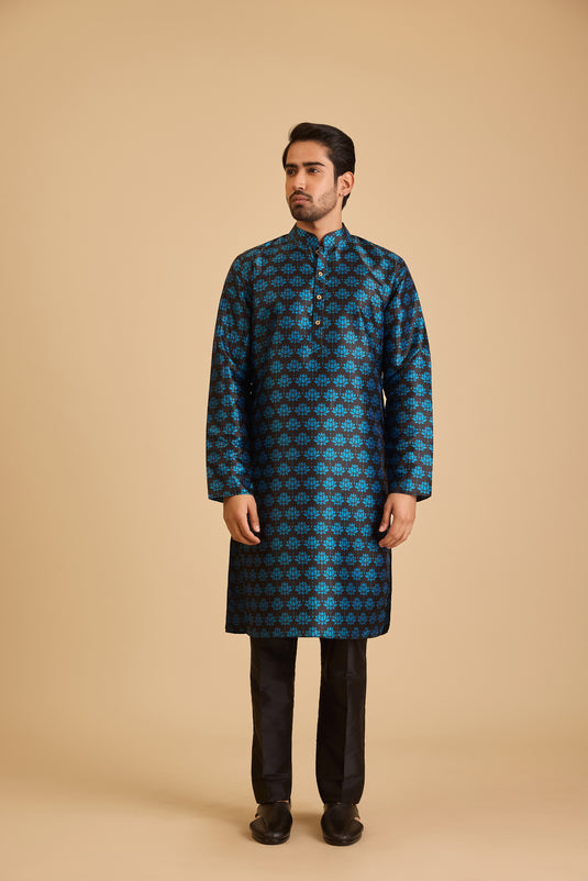 Miraas blue lotus print kurta