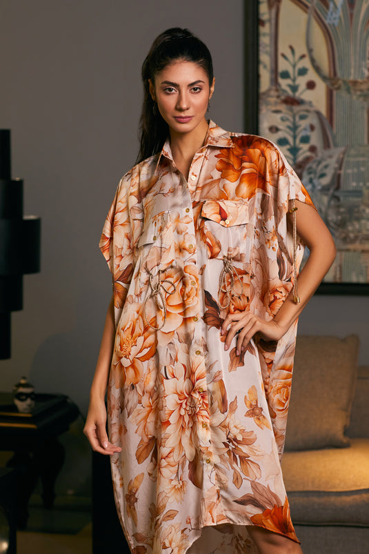 GOE Moth printed kaftan shirt (B)