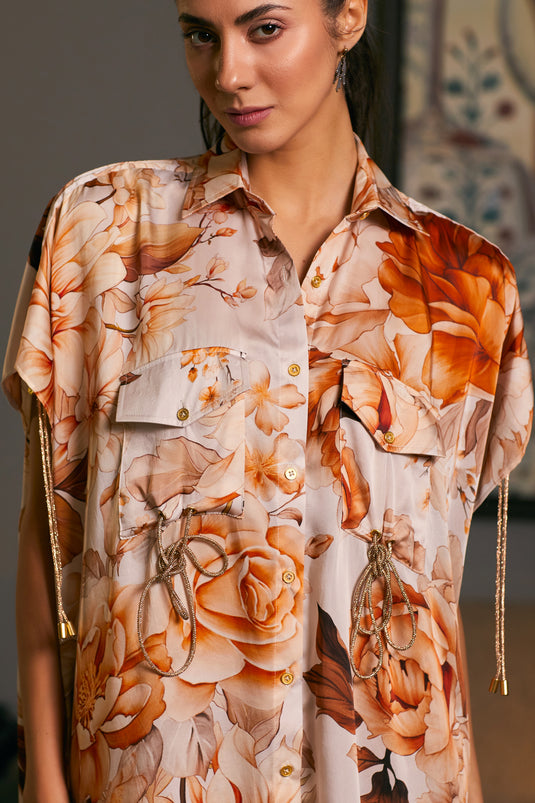 GOE Moth printed kaftan shirt (B)