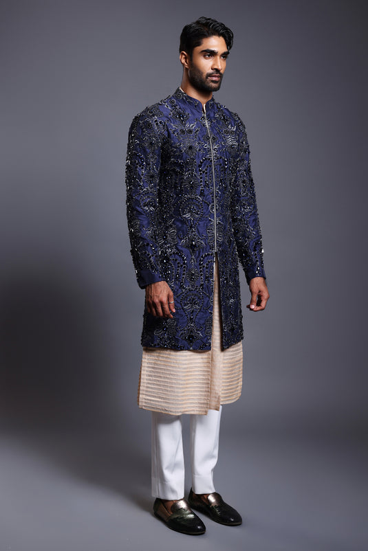 CF zircon sherwani navy
