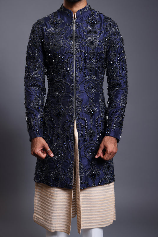 CF zircon sherwani navy