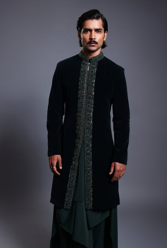 CF crystal sherwani emerald