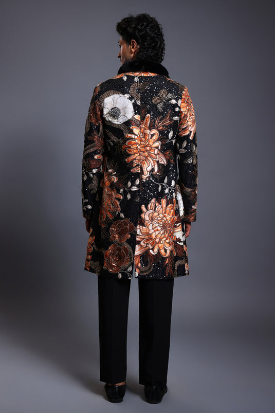 CF embroidered snake overcoat black