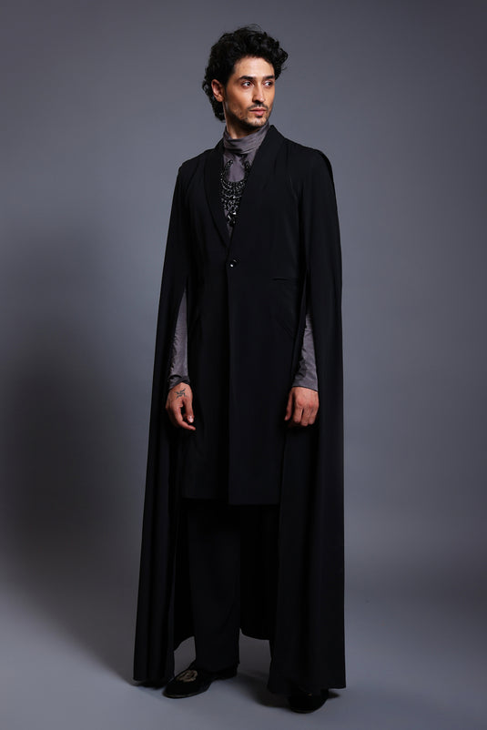 CF draped overcoat black