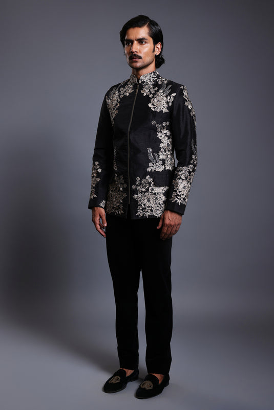 CF zari bandhgala black