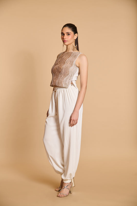 Spectrum crystal rope sheer top