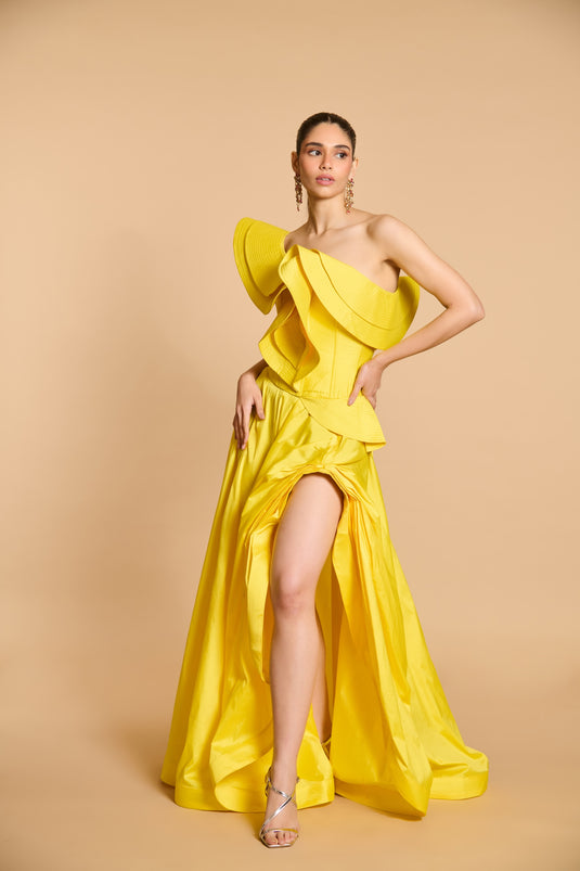 Spectrum umbrella slit skirt yellow