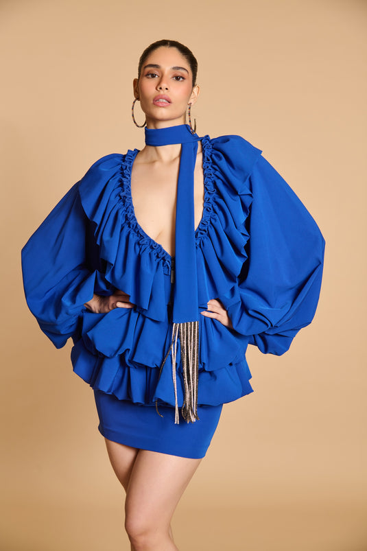 Spectrum crystal rope stole blue