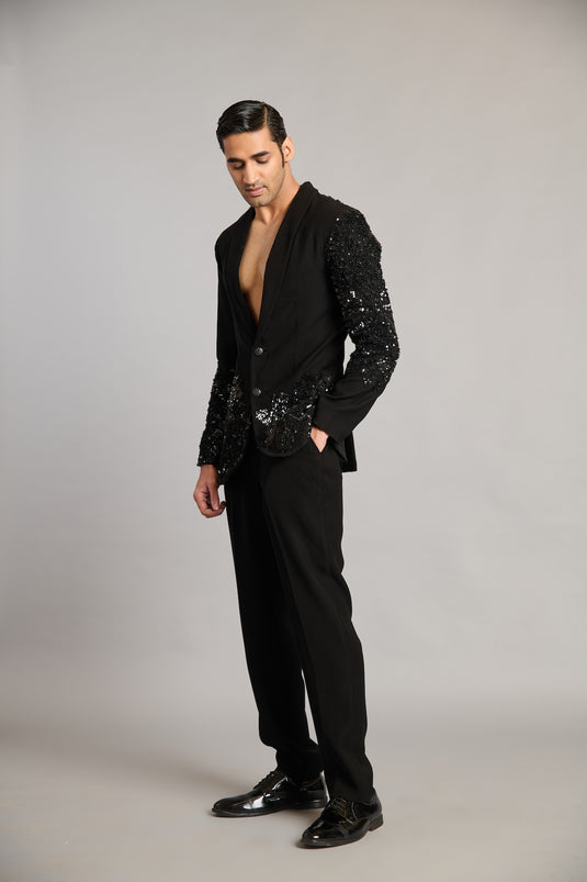 NS sequin floral suit