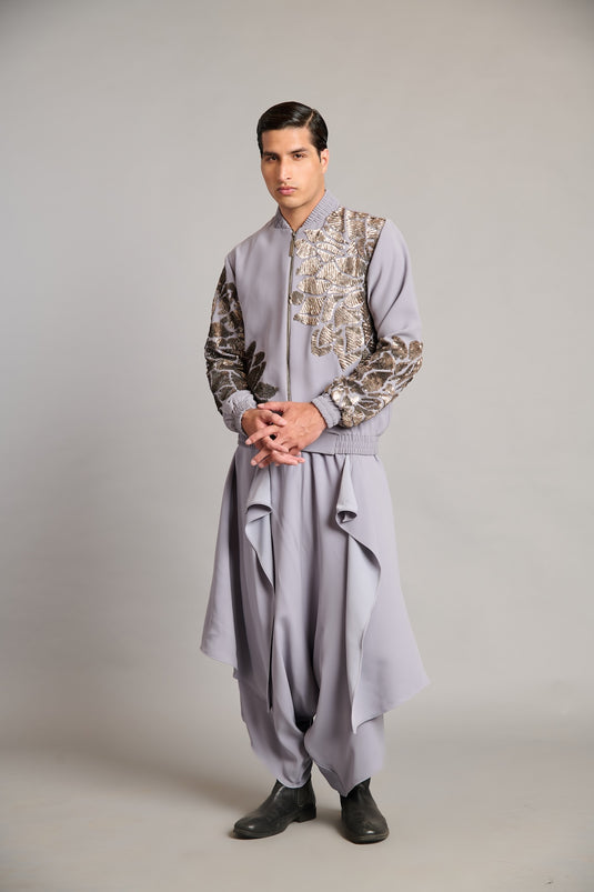 NS steel sequin floral bomber