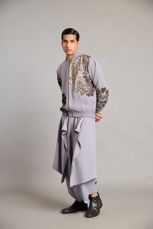 NS steel sequin floral bomber