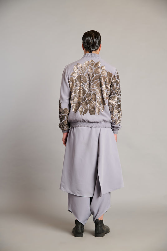 NS steel sequin floral bomber